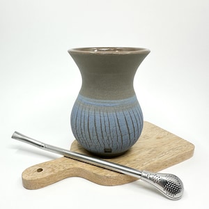Tasse à maté brésilienne en céramique bleue : mug à maté en grès fait main (300 ml)