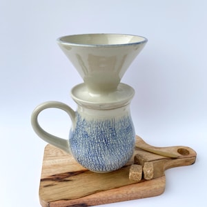 Handmade ceramic pour over coffee set – stoneware coffee dripper with mug (500ml), kitchen gift for coffee lover