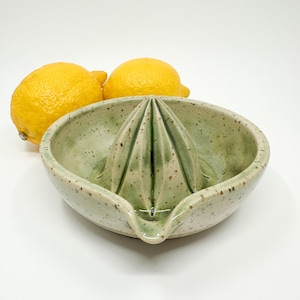 Speckled Ceramic Lemon Squeezer: Green Citrus Juicer, Handmade Kitchen Accessory image 4