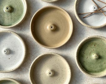 Speckled Ceramic Incense Holder: Handmade Pottery Meditation Decor