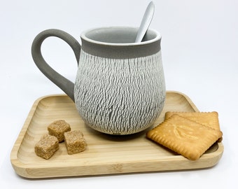 Handmade ceramic mug for coffee lover, big stoneware pottery tea mug in scandinavian style, kitchen accessories gift