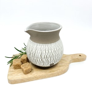 Handmade minimalist ceramic milk jug, nordic style stoneware creamer 200ml, pottery kitchen accessory gift