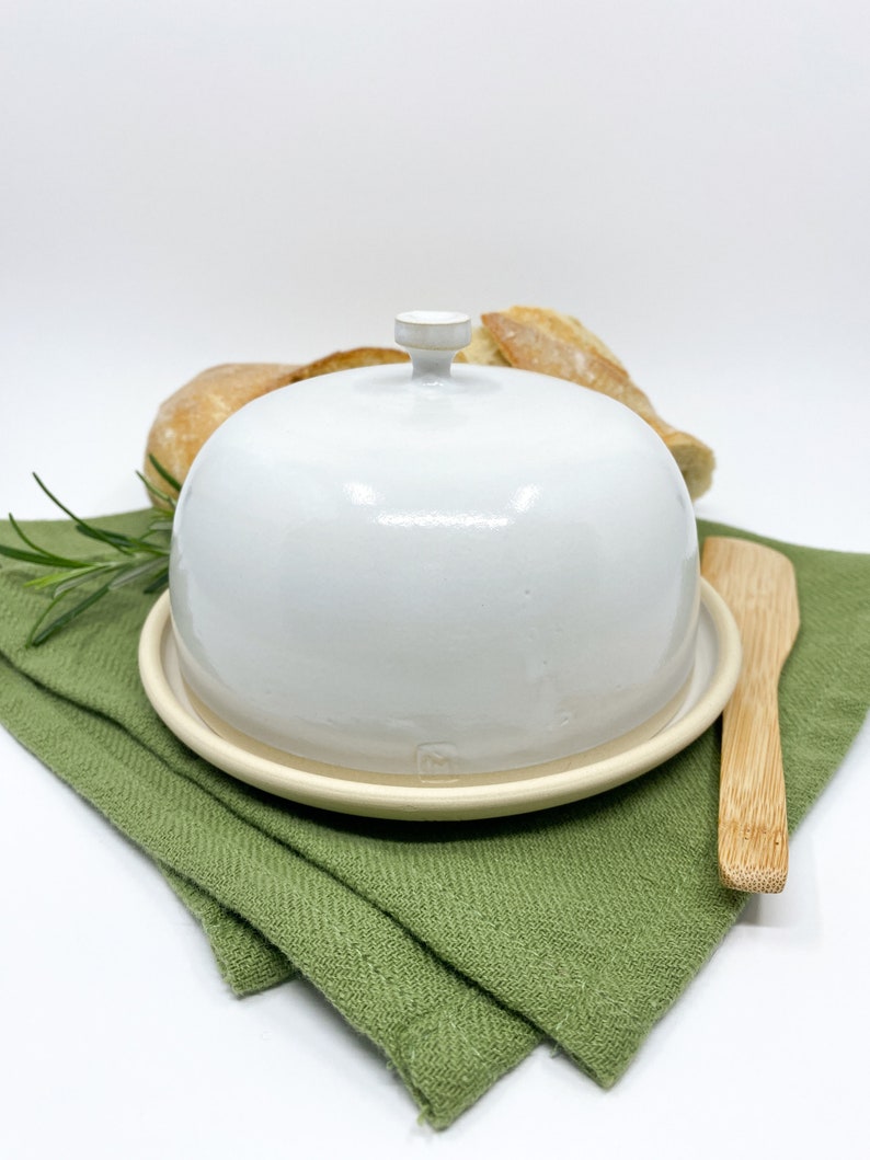 ceramic covered butter dish in minimalist style