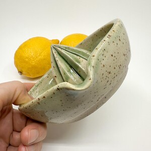 Speckled Ceramic Lemon Squeezer: Green Citrus Juicer, Handmade Kitchen Accessory image 8