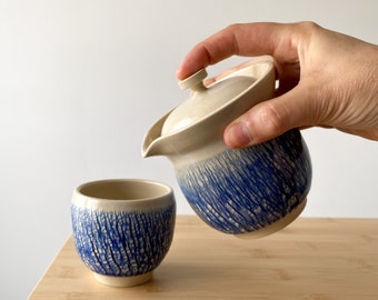 Shiboridashi / Théière en céramique japonaise 200ml avec tasse 100ml, cadeau en poterie fait à la main