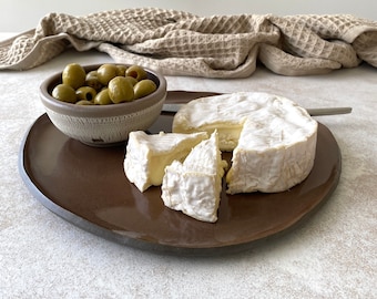 Ensemble de service à snack en céramique, set de service à tapas, set de service à fromage - assiette avec petit bol, cadeau en poterie