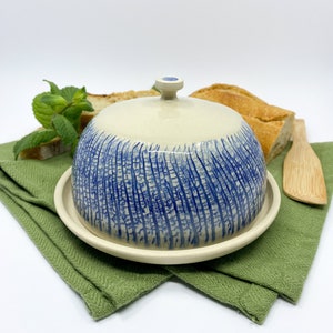 Medium handmade ceramic butter keeper with lid.