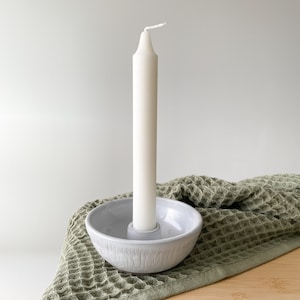 Mini stoneware ceramic candle holder in nordic style.