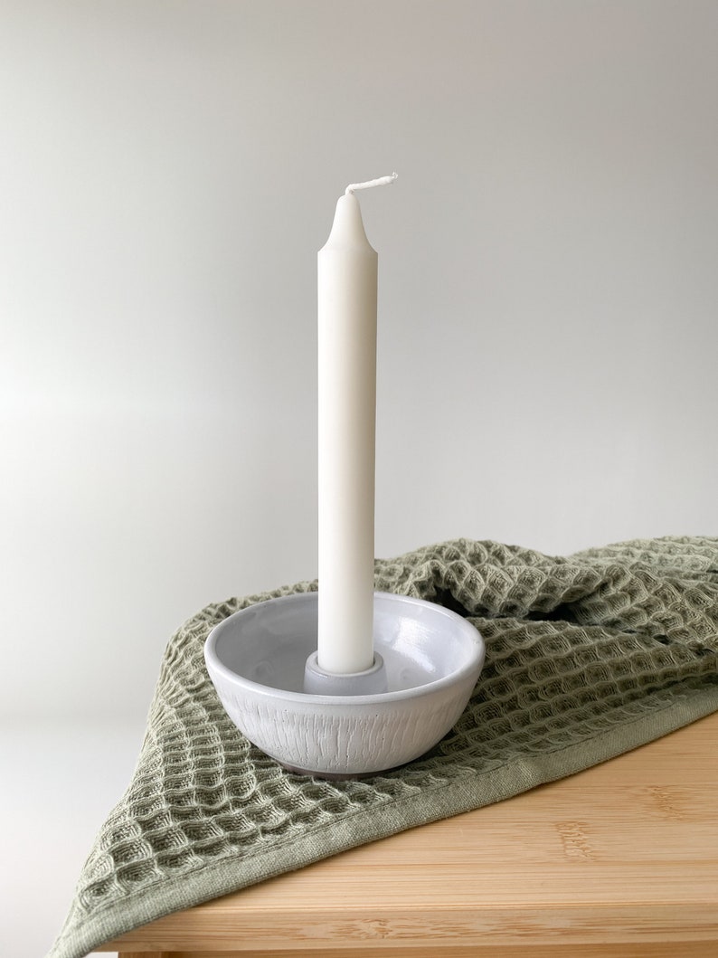 Mini stoneware ceramic candle holder in nordic style.
