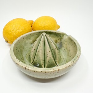 Speckled Ceramic Lemon Squeezer: Green Citrus Juicer, Handmade Kitchen Accessory image 5