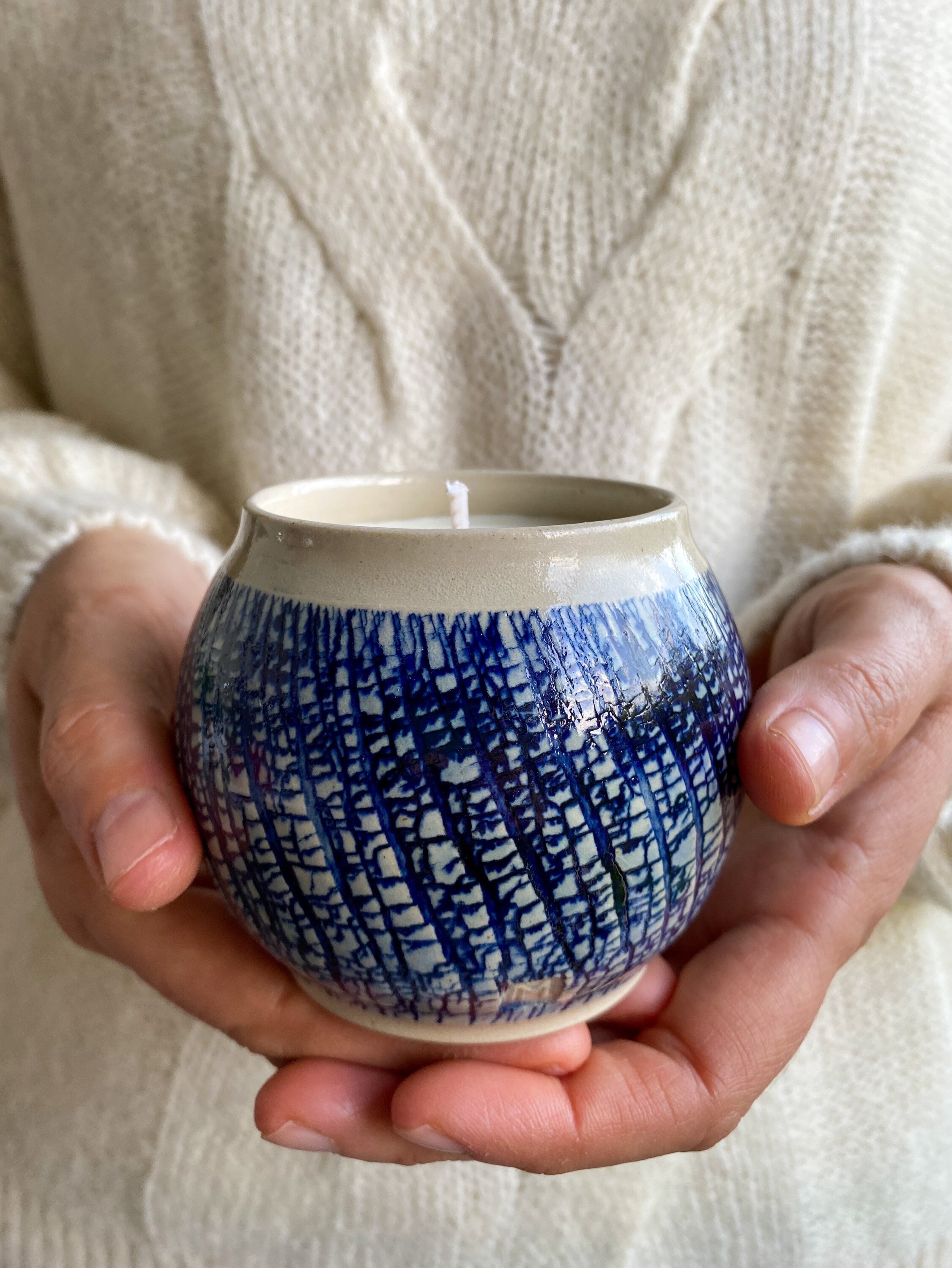 Bougie de Soja Faite à La Main Dans Un Récipient en Céramique, Bougie Sans Parfum, Naturelle, Bougie