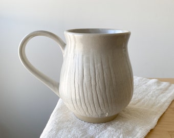 Handmade ceramic coffee mug in minimalist style, big stoneware pottery tea mug, kitchen decor gift