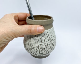 Small ceramic yerba mate cup 200 ml, pottery yerba mate gourd, handmade yerba mate mug, pottery gift for yerba mate lover