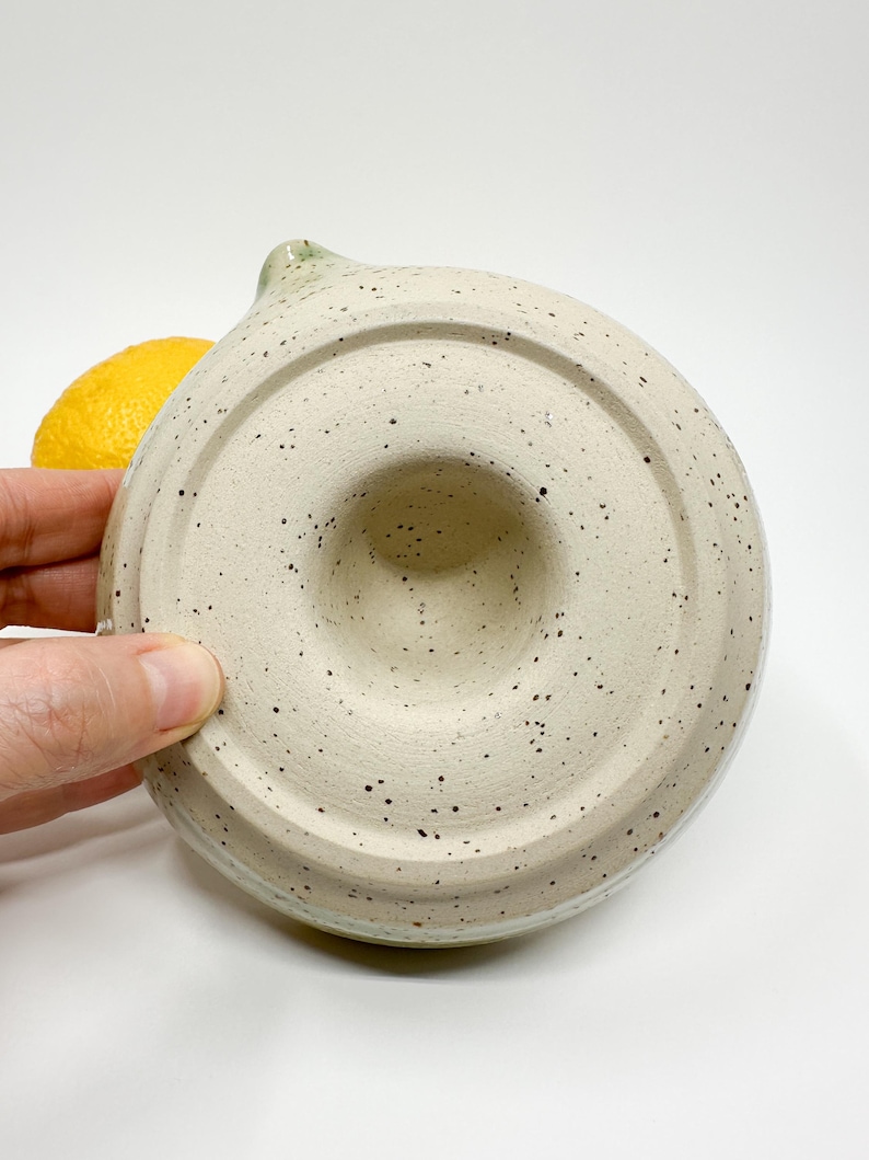 Speckled Ceramic Lemon Squeezer: Green Citrus Juicer, Handmade Kitchen Accessory image 7
