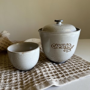 Handgemaakte Shiboridashi-theepot met kopje: cadeau Japans aardewerk Tea
