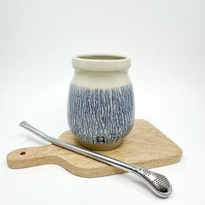 Handmade Blue Crackle Stoneware Yerba Mate Cup - 300ml