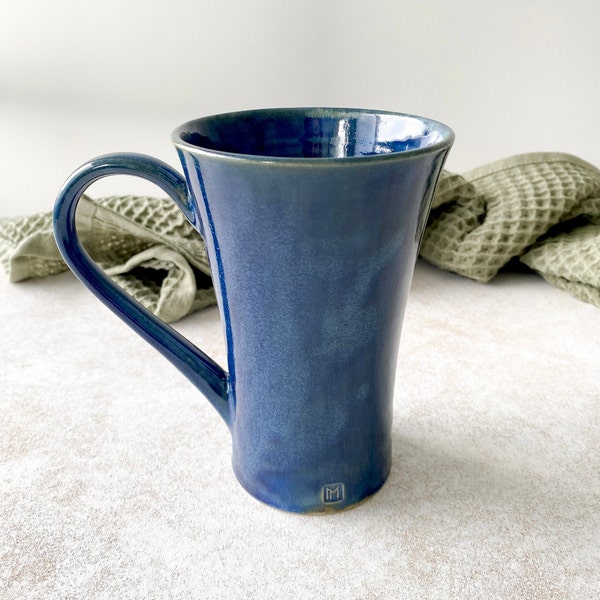 Grande tasse à café artisanale 400 ml, tasse à thé en grès pour elle, décoration de cuisine, cadeau en poterie
