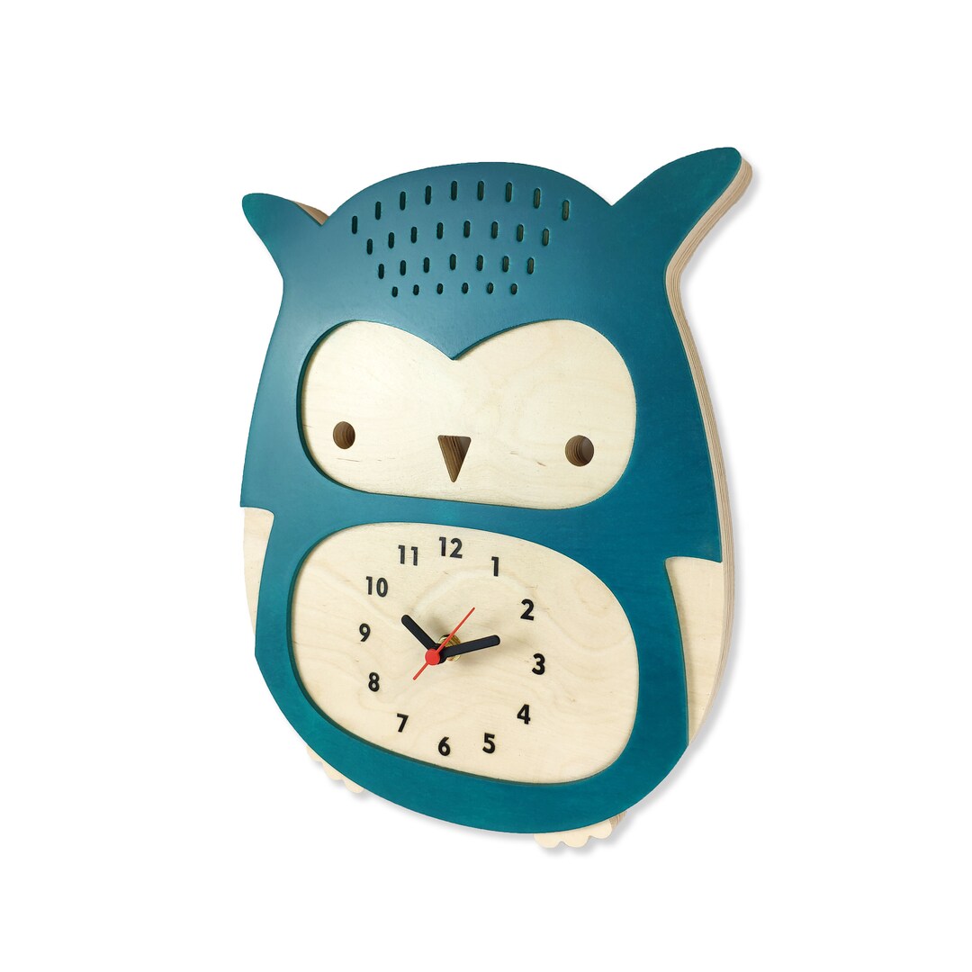 Owl Wall Clock Nursery Wall Clock Wood Clock Kids Room Decor Owl Decor