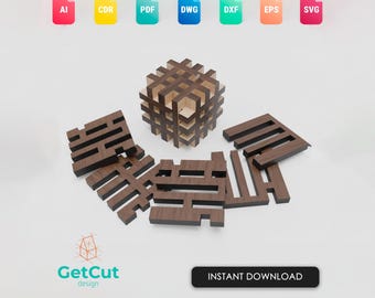3D Puzzle SVG & DXF – Laser Cut Wooden Model Kit Template, DIY Assembly Toy Plan For Makers