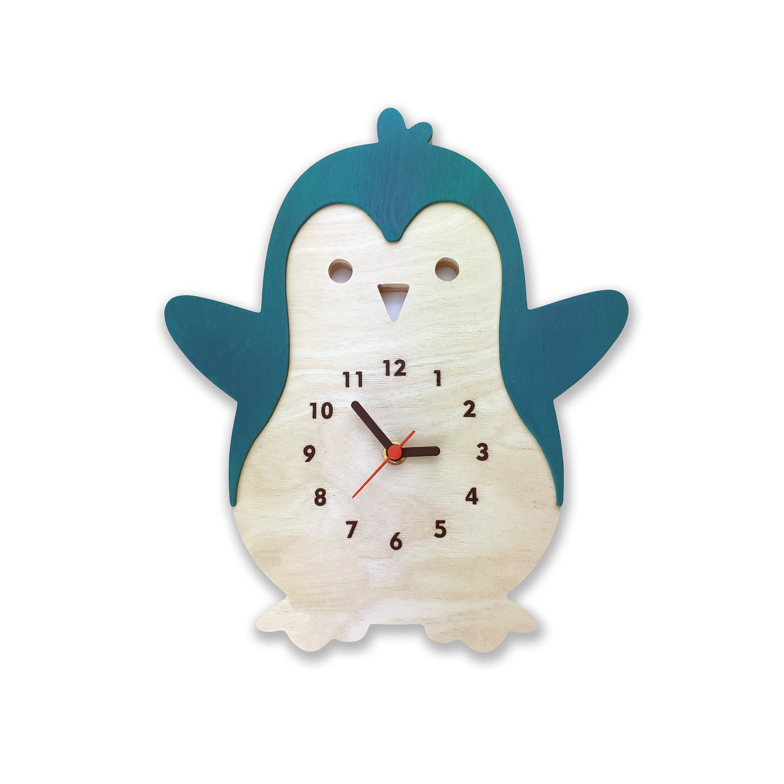 Penguin Animal Wall Clock Wooden Clock Nursery Clock Etsy