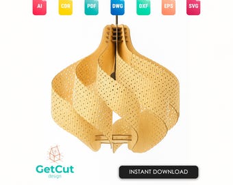 Wooden Lamp Shade Template SVG & DXF – Laser Cut DIY Hanging Lamp File, Modern Pendant Light Design