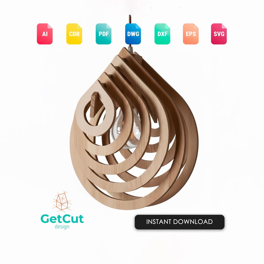 Water Drop Pendant Light SVG & DXF – Laser Cut Wooden Hanging Lamp ...