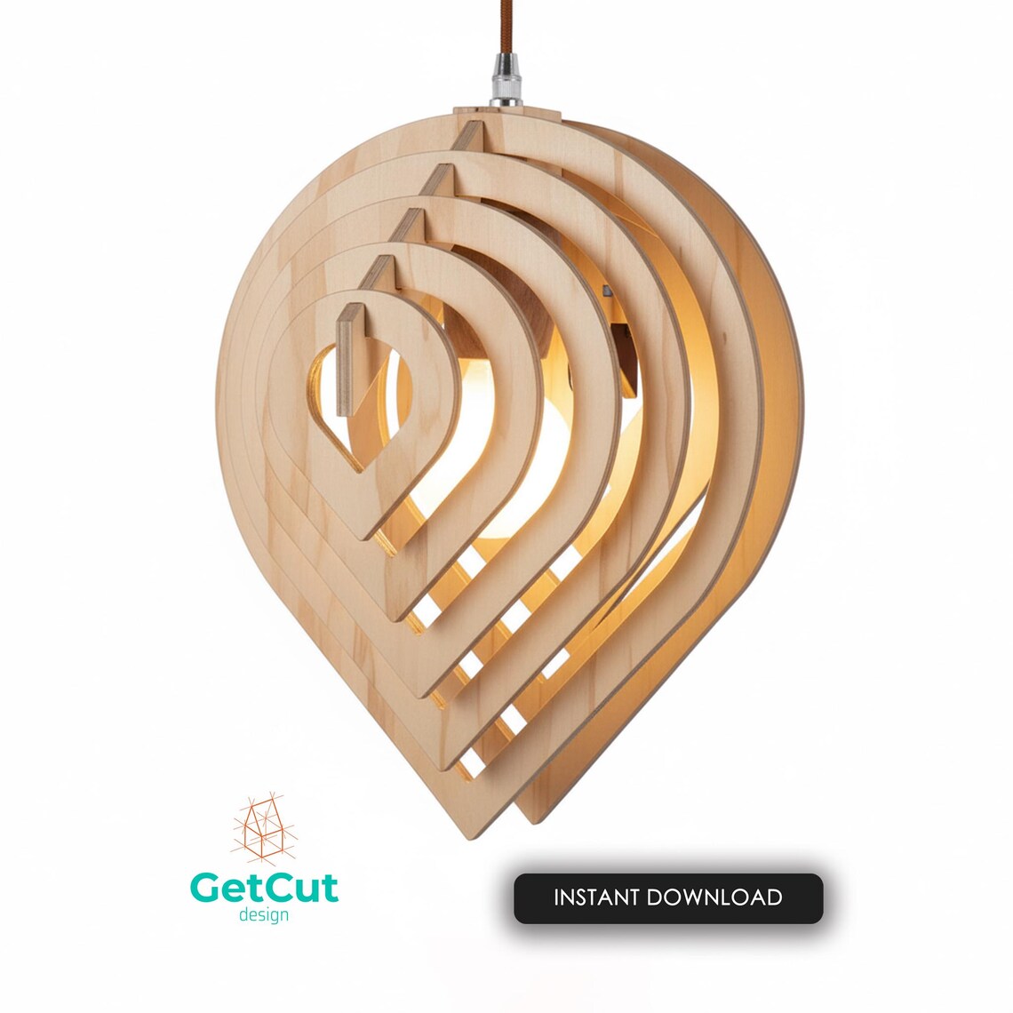 Water Drop Pendant Light SVG & DXF – Laser Cut Wooden Hanging Lamp ...