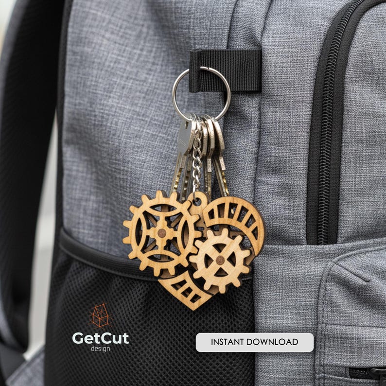 Key Ring File Heart Keychain SVG & DXF – Laser Cut Wooden Keyring Template, Love Gift ...