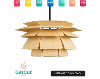 Scandinavian Wooden Lamp SVG & DXF – Laser Cut Modern Light Fixture Template, Digital File For DIY Home Lighting
