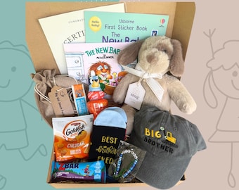 Big Brother Big Sister Gift Box, Sibling Gift Set from Baby, Big Sibling Promotion Gift, New Baby Gift for Older Child Age 4-8
