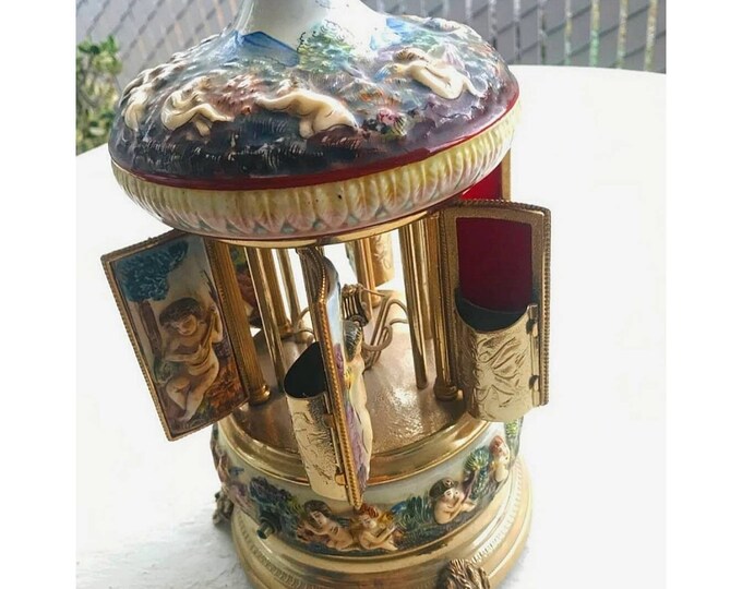 Reuge Cigarette Lipstick Holder Carousel Music Box Etsy