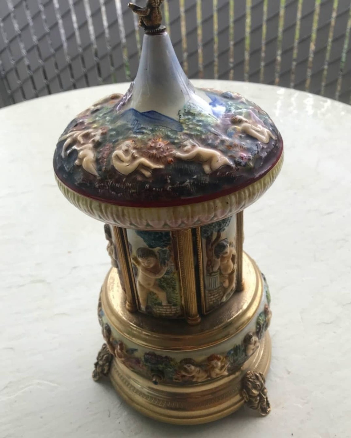 Reuge cigarette lipstick holder carousel music box Etsy