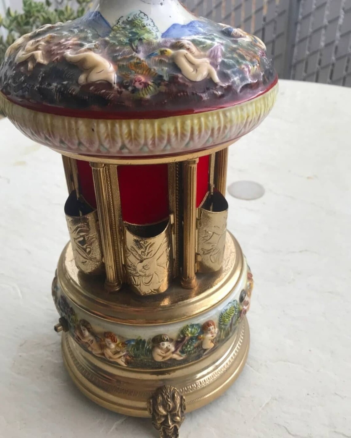 Reuge cigarette lipstick holder carousel music box Etsy