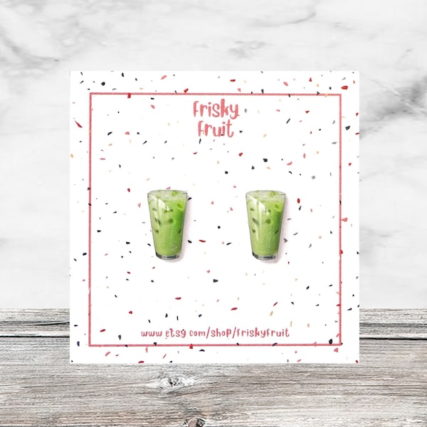 Matcha Ice tea Earrings Matcha Lover Earrings Jewelry Gift Drinks Earrings Miniature Food Earrings Waitress Bartender Earrings Jewelry Gift