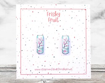 Arizona Green Tea earrings Arizona green tea lover jewelry Drinks earrings jewelry Miniature food earrings studs jewelry Party earrings