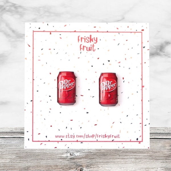 Dr Pepper Earrings Soft Drinks Stud Earrings Miniature Food Stud Earrings Junk Food Earrings Party Earrings Miniature Food Jewelry Gift