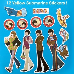 Yellow submarine Beatles sticker set