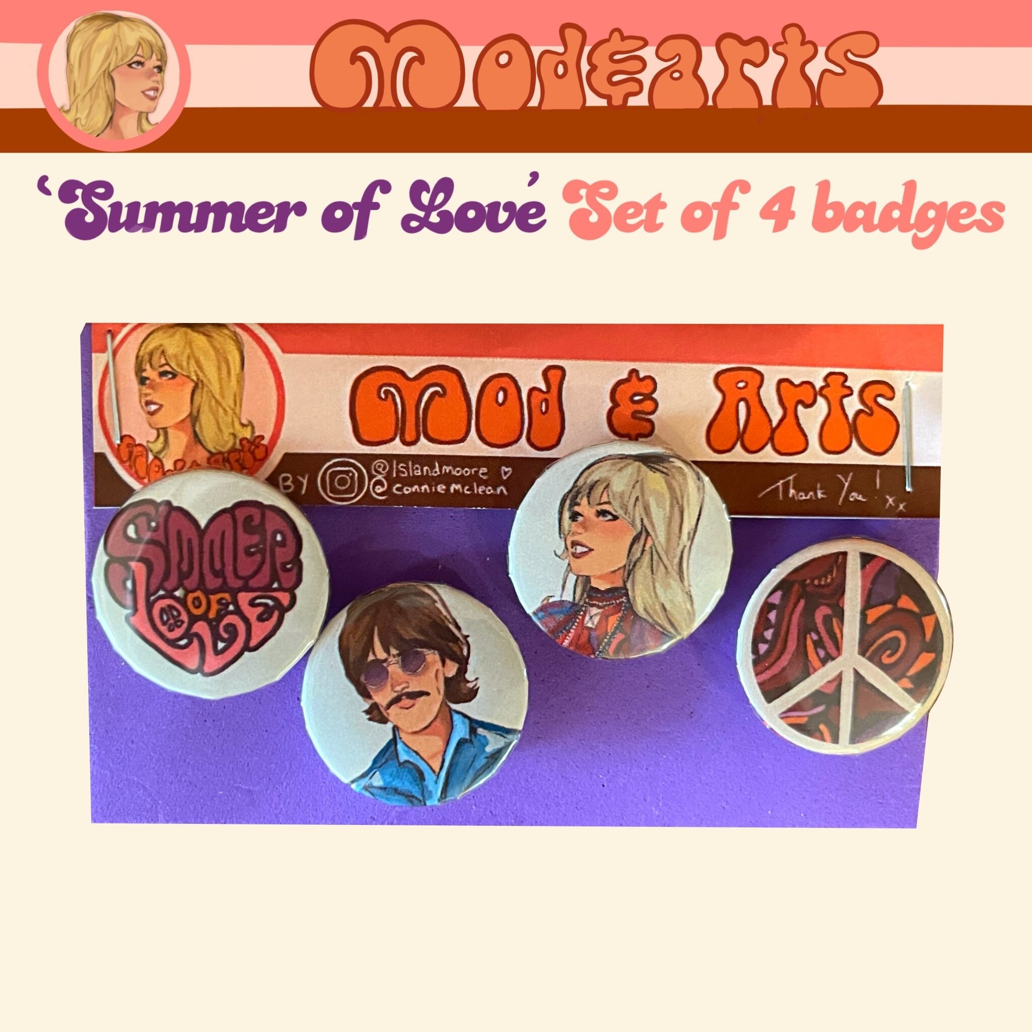 Summer of Love 1967 Pattie and George Badges/pins/buttons