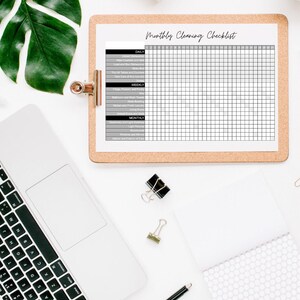 Monthly Cleaning Checklist - Cleaning Tracker - Weekly Cleaning Checklist - Cleaning Printable - PDF - Grateful Red