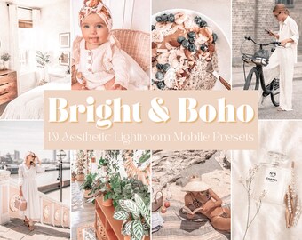 10 Bright & Boho Lightroom Mobile + Desktop Presets | Blogger Presets | Instagram Presets | Selfie Filters | Warm Tone Presets | Lightroom