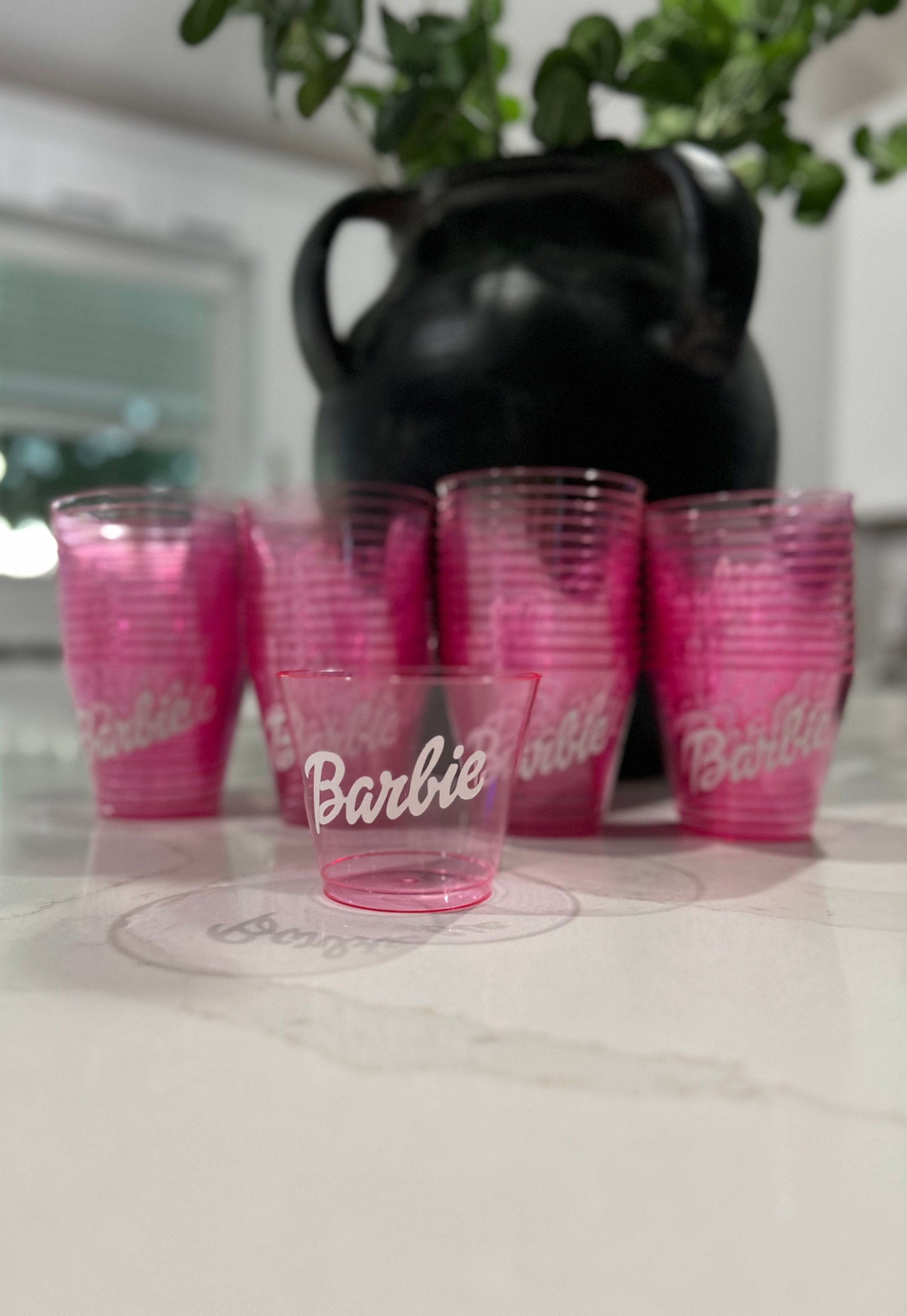 Brand New Barbie Glitter Personalised Plastic Fun Float Sipper Cup & Straw