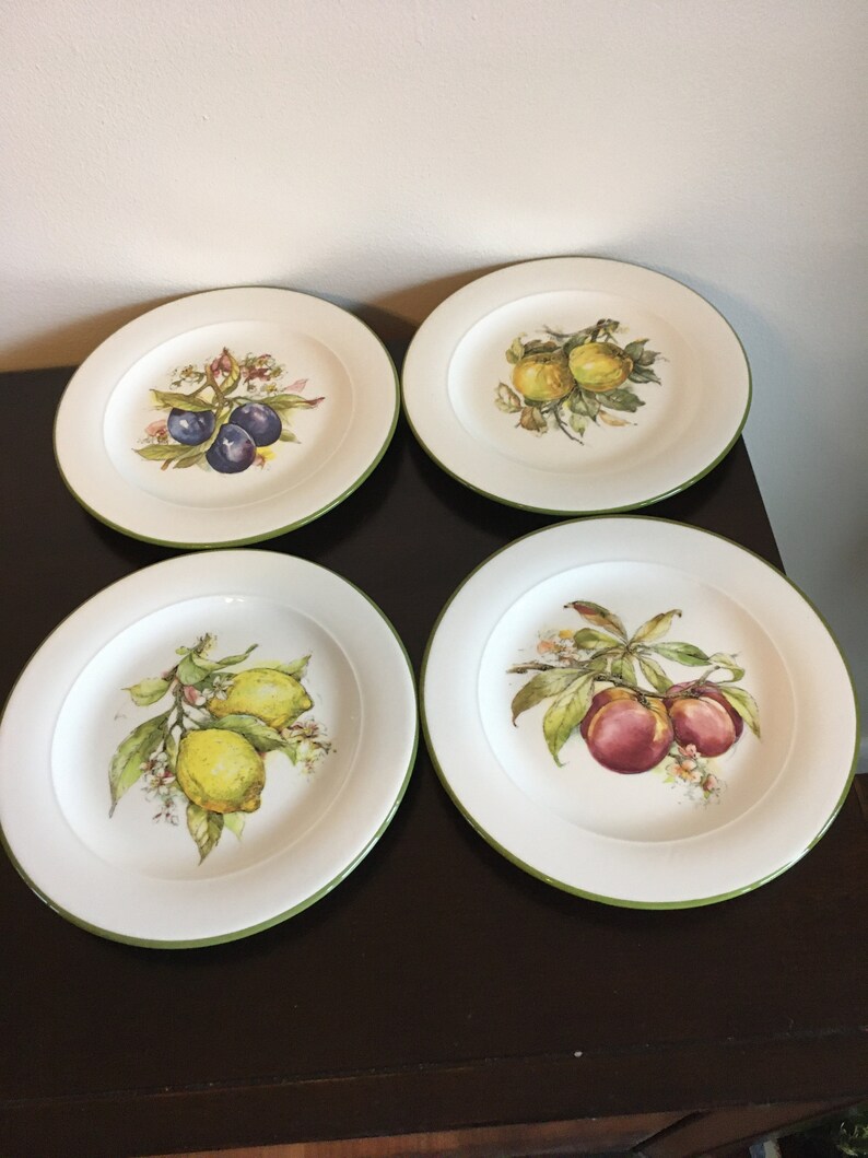 Made in Italy Lillian Vernon 4 Fruit Design Plates Etsy