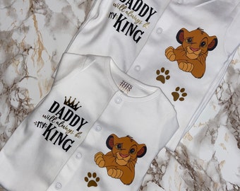 Daddy is my King - Lion Baby Sleepsuit  - Birth Gift - Coming Home Outfit - Newborn - Baby Keepsake - Baby Shower - Baby Gift