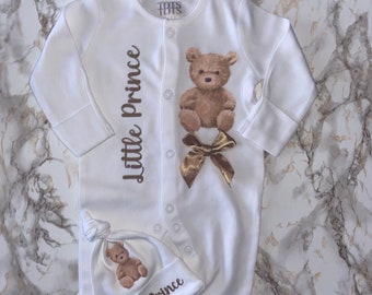 Coming Home Baby Set  - Teddy - Birth Gift - Coming Home Outfit - Newborn - Baby Keepsake - Baby Shower - Baby Gift Set