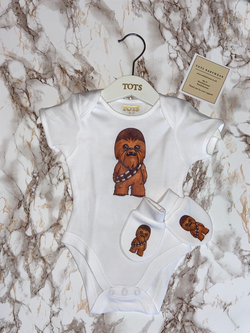 Chewbacca Baby Bodysuit & Mitts Gift Set New Baby Gift Set Etsy