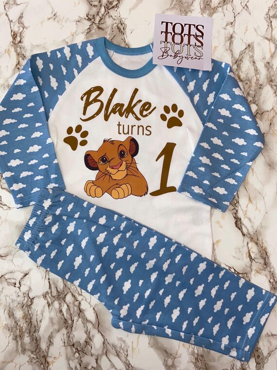Personalised Birthday Pyjamas Birthday Gift Lion Birthday Outfit Toddler Baby Keepsake Loungewear Baby Gift Etsy