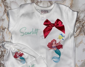 Coming Home Baby Set  - Little Mermaid Baby -  Birth Gift - Coming Home Outfit - Newborn - Baby Keepsake - Baby Shower - Baby Gift Set