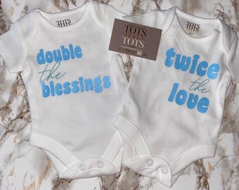 Double the blessing Baby Bodysuits - Twins Gift - New Baby - Double - Twice the love - Newborn  - Baby Twins