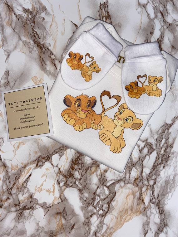 The Lion King Simba And Nala Baby Bodysuit Mitts Gift Set Etsy