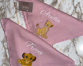 Hand Dyed Lion Personalised Baby Muslin - Birth Gift - Coming Home Outfit - Newborn - Baby Keepsake - Baby Shower - Baby Gift